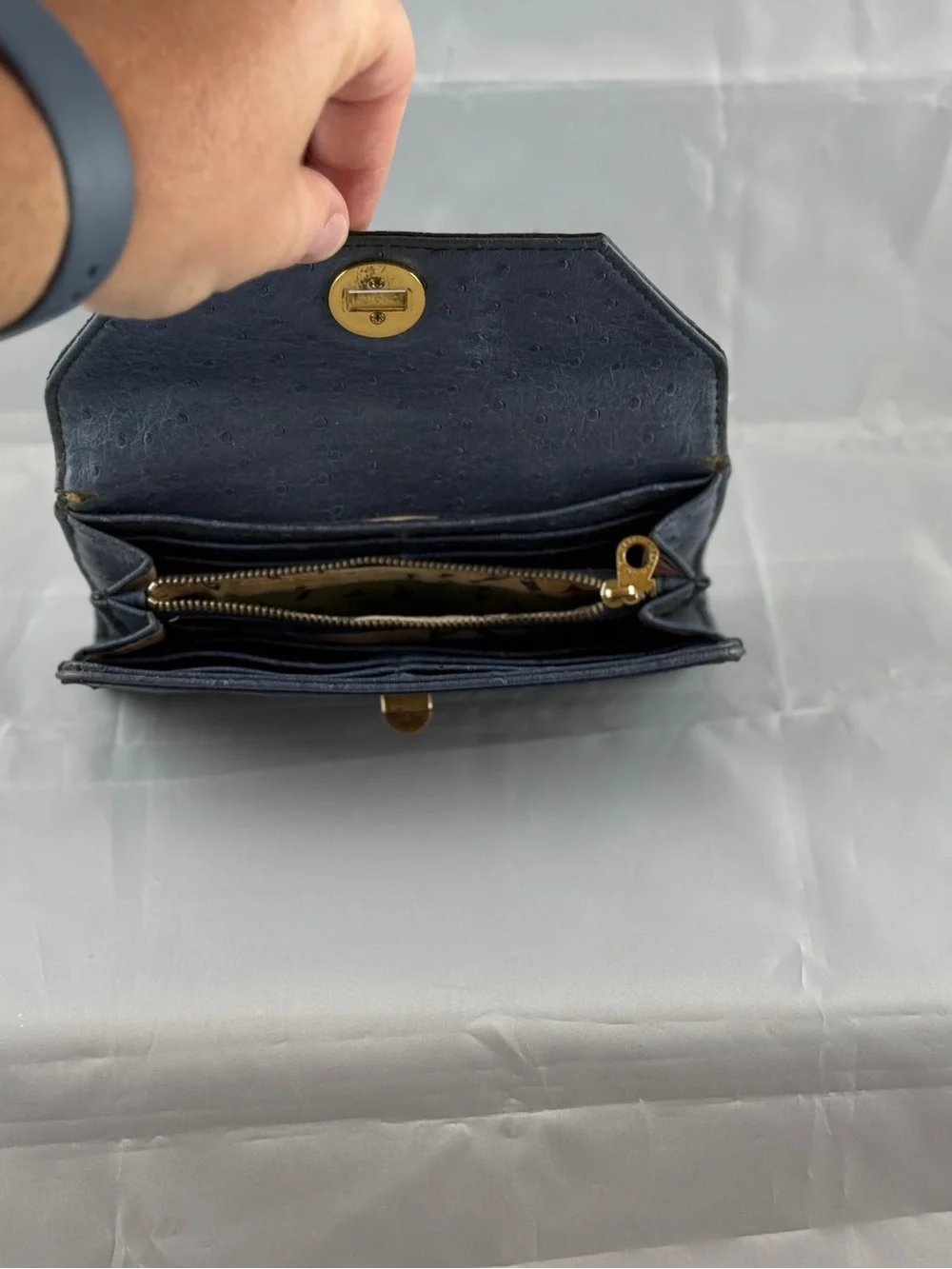 Marc by Marc Jacobs Navy Ostrich-Embossed Leather Trifold Wallet